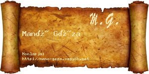 Manó Géza névjegykártya